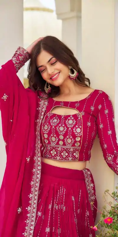 Ram 021 Rani Color Georgette Sequence Embroidery Lehenga Choli Casual, Wedding, Festive, Events Expected Delivery 4-6 Working Days @3049/- | Bollywood Lehenga, Creative Lehenga, Designer Lehenga, Embroidered Lehenga, Lehenga, Party Wear Lehenga