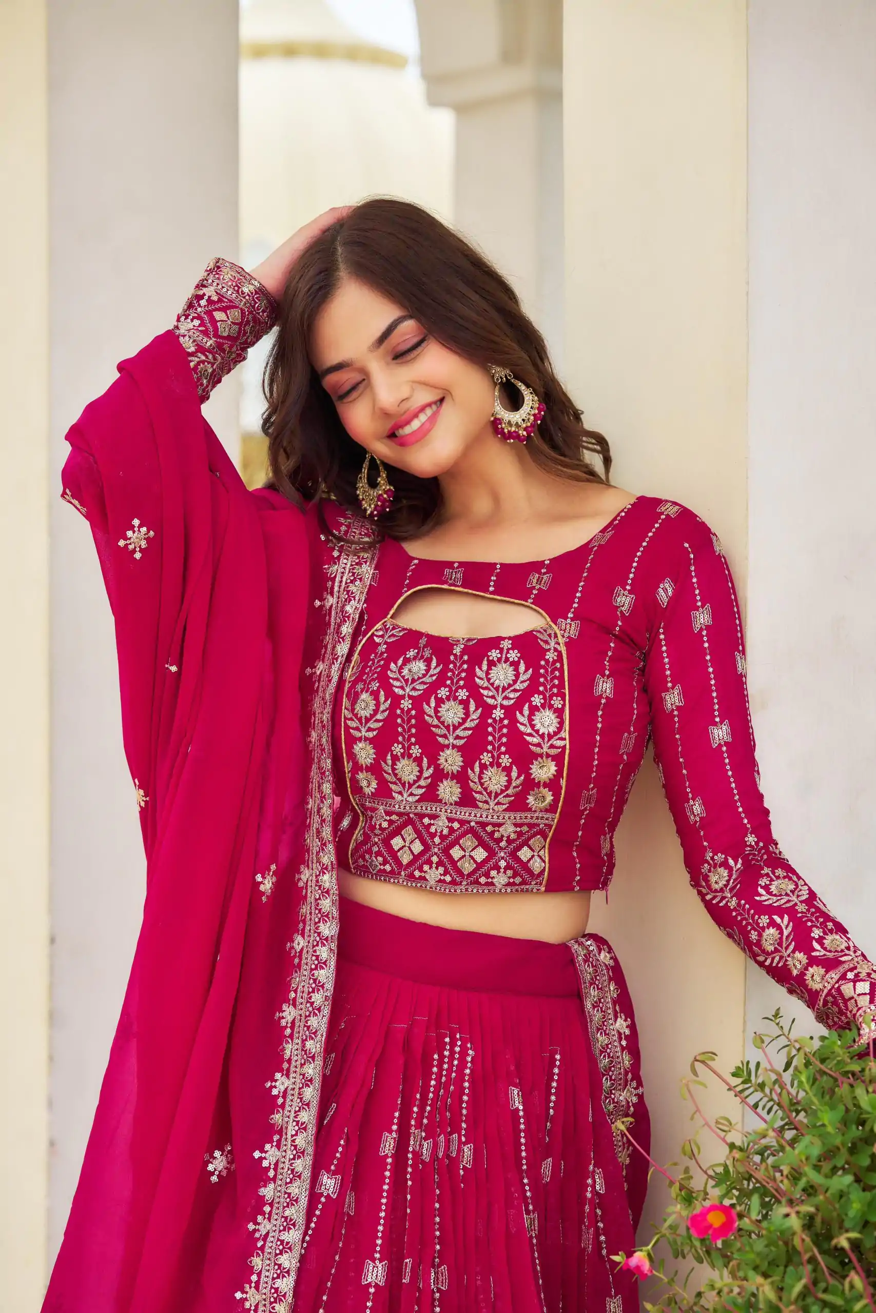 Ram 021 Rani Color Georgette Sequence Embroidery Lehenga Choli Casual, Wedding, Festive, Events Expected Delivery 4-6 Working Days @3049/- | Bollywood Lehenga, Creative Lehenga, Designer Lehenga, Embroidered Lehenga, Lehenga, Party Wear Lehenga