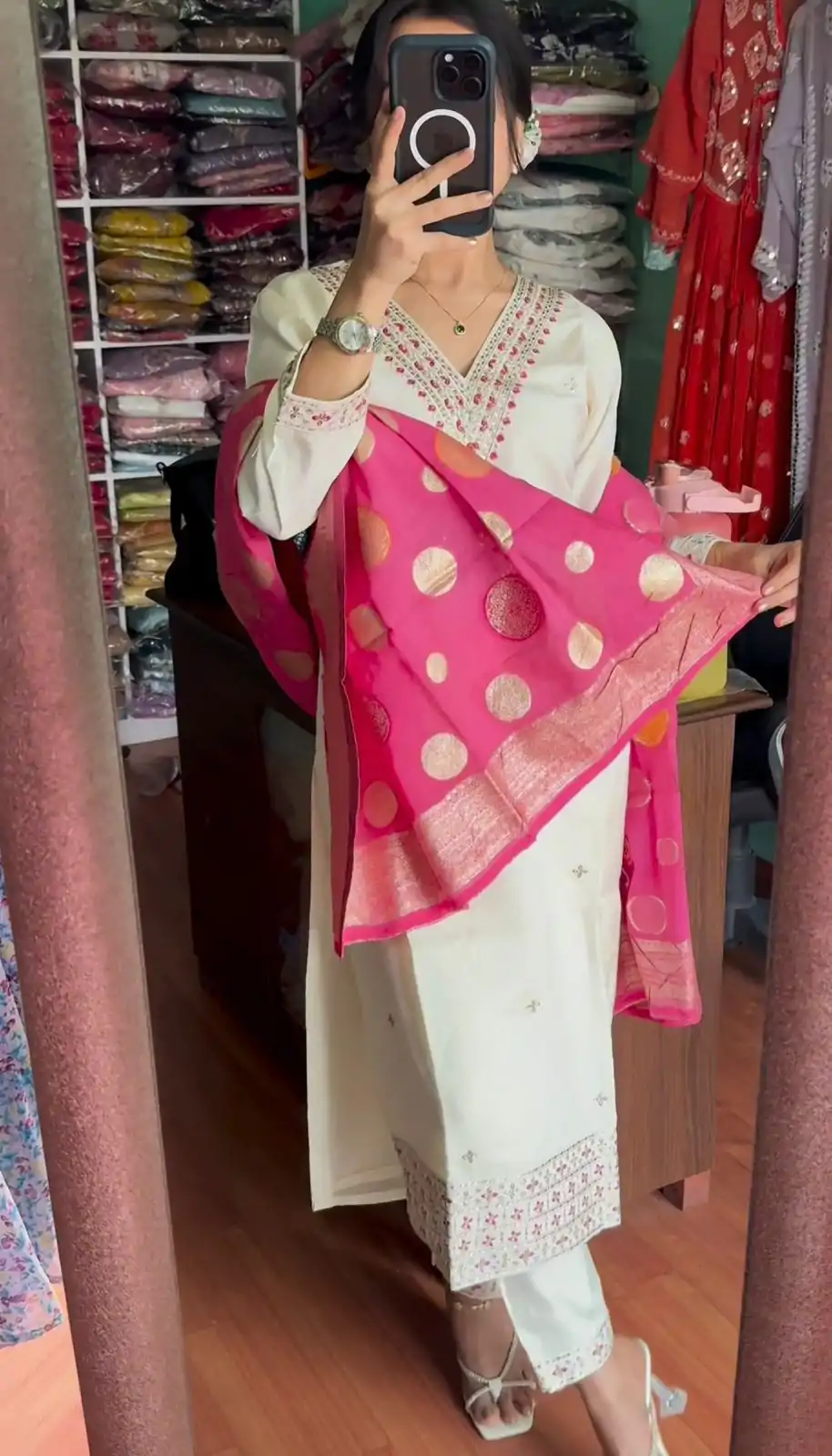 SRK 5173 White Color Chinnon Silk Embroidery Sequence Salwar Suit Wedding, Party, Festive, Events Expected Delivery 4-6 Working Days @ 1899/- | Jump Suits, Casual Suits, Creative suits, Designer Suits, Palazzo Suits, Party Wear Suits, Patiala Suits, Salwar suit, Straight Suits