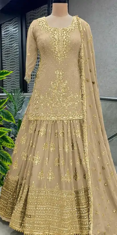 NSR 806 Gold Color Pure Chinnon Silk Embroidery Lehenga Choli Casual, Party Festive, Events Etc. Expected Delivery 4-6 Working Days @2199/- | Bollywood Lehenga, Creative Lehenga, Designer Lehenga, Embroidered Lehenga, Lehenga, Party Wear Lehenga, Straight Suits
