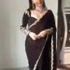 Classic Black Color 9000 Velvet Thread Sequence Saree
