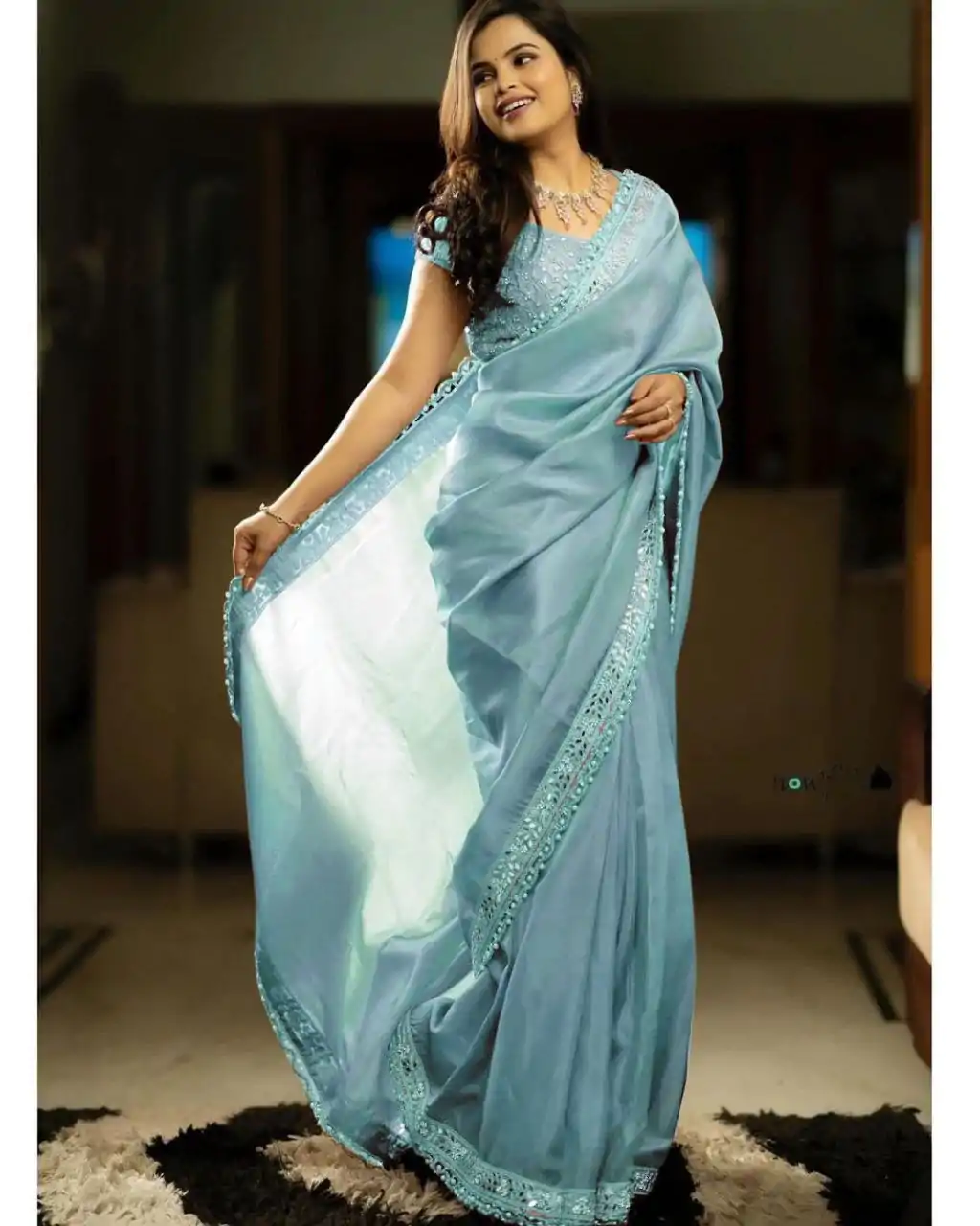 BT 3106 Blue Color Silver Tissue Silk Embroidery Sequence Saree Casual, Party Wear, Traditional Wear, Wedding Wear, Events Etc.@1999/- | Bollywood Sarees, Creative Sarees, Designer Sarees, Ethnic Saree, Party Wear Sarees, Sarees