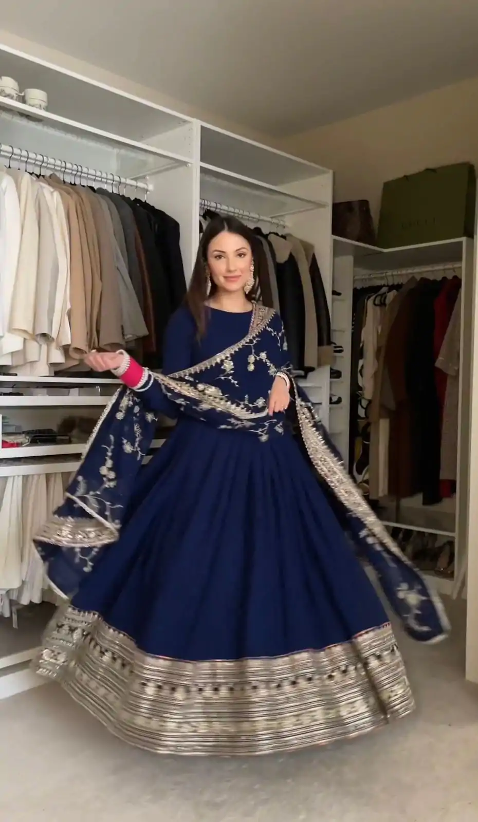 ZF 384 Navy Blue Color Chinon Silk Embroidery Sequence Gonw Casual, Wedding, Party, Festive, Events Etc. Expected Delivery 4-6 Working Days @2149/- | Bollywood Gowns, Creative Gowns, Designer Gowns, Gowns, Party Wear Gowns
