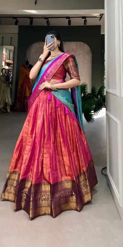 LNB 2011 Pink Color Kanjivaram Zari Weaving Work Lehenga Choli Traditional Wear, Festive, Party, Wedding, Events etc. Expected 4-6 Working Days @1899/- | Creative Lehenga, Designer Lehenga, Embroidered Lehenga, Lehenga, Party Wear Lehenga