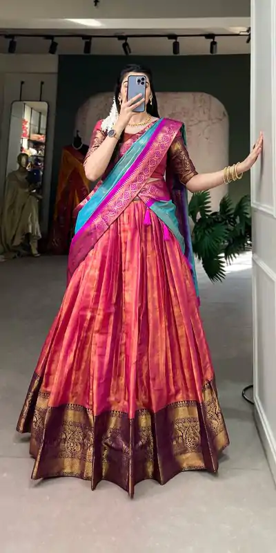 LNB 2011 Pink Color Kanjivaram Zari Weaving Work Lehenga Choli Traditional Wear, Festive, Party, Wedding, Events etc. Expected 4-6 Working Days @1899/- | Creative Lehenga, Designer Lehenga, Embroidered Lehenga, Lehenga, Party Wear Lehenga