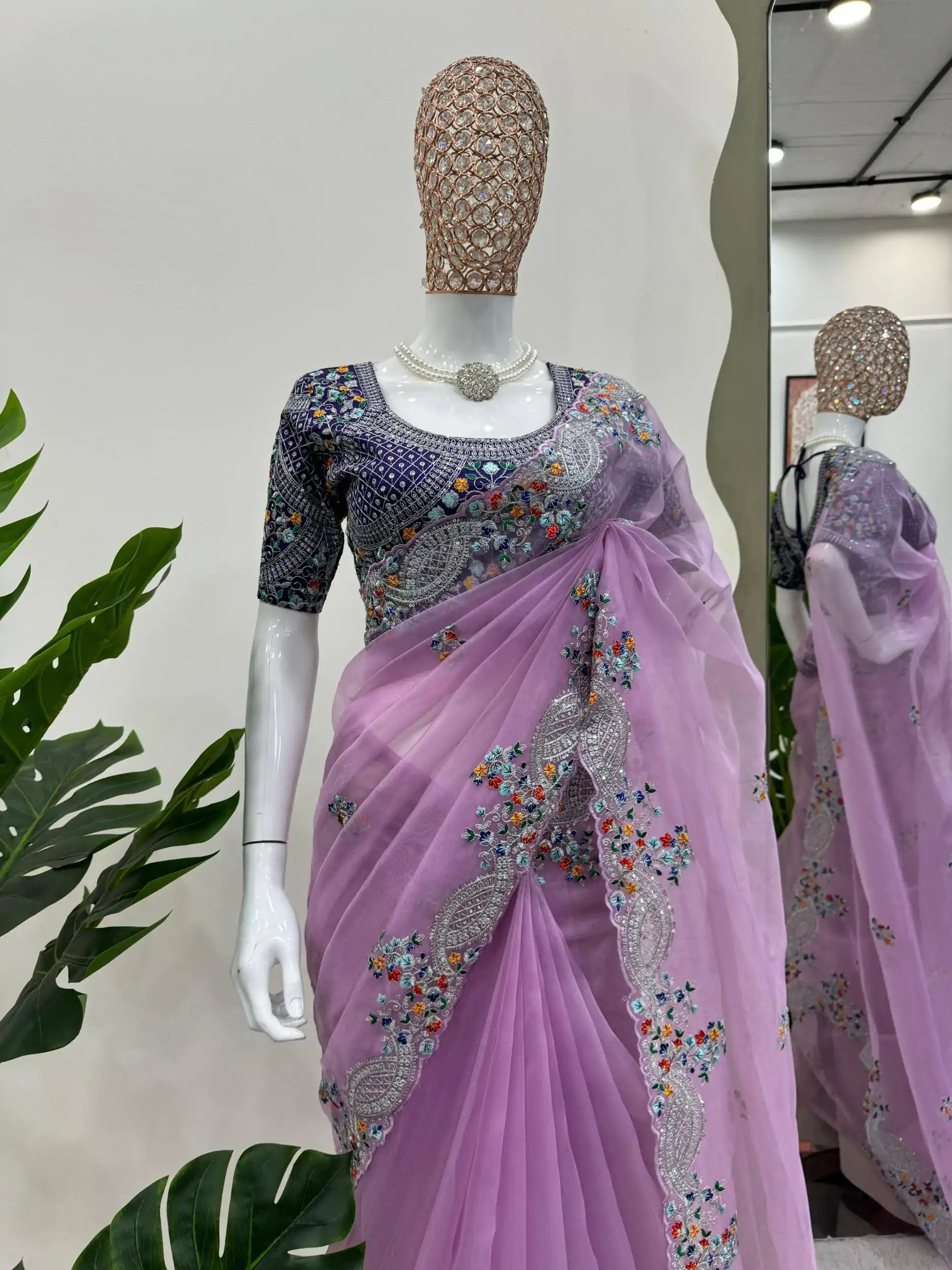 KD 499 Violet Color Organza Silk Thread Sequence Work Saree Casual, Party Wear, Wedding, Events Etc. Expected Delivery 4-6 Working Days @2499/- | Bollywood Sarees, Creative Sarees, Designer Sarees, Embroidered Sarees, Ethnic Saree, Modern Digital sarees, Party Wear Sarees, Sarees