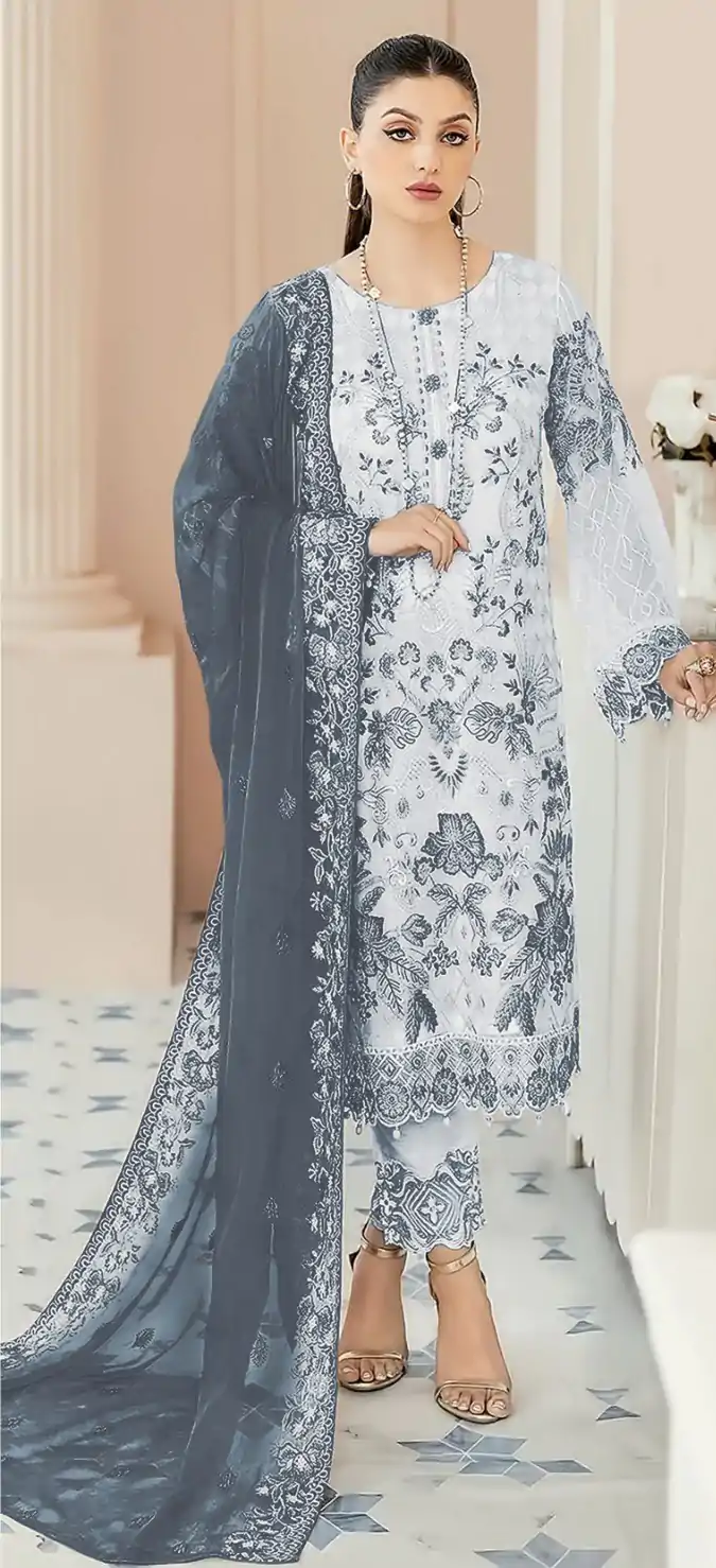 FC 123 White & Black Color Georgette Embroidery Salwar Suit Wedding, Party, Festive events, Expected Delivery  4-6 Working Days @2049 | Casual Suits, Creative suits, Designer Suits, Palazzo Suits, Party Wear Suits, Patiala Suits, Salwar suit, Straight Suits