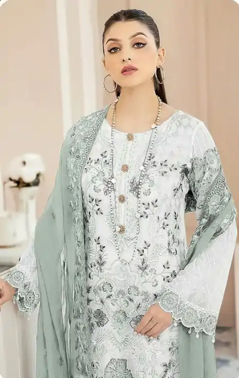 FC 123 White & Blue Color Georgette Embroidery Salwar Suit Wedding, Party, Festive events, Expected Delivery  4-6 Working Days @2049 | Casual Suits, Creative suits, Designer Suits, Palazzo Suits, Party Wear Suits, Patiala Suits, Salwar suit, Straight Suits