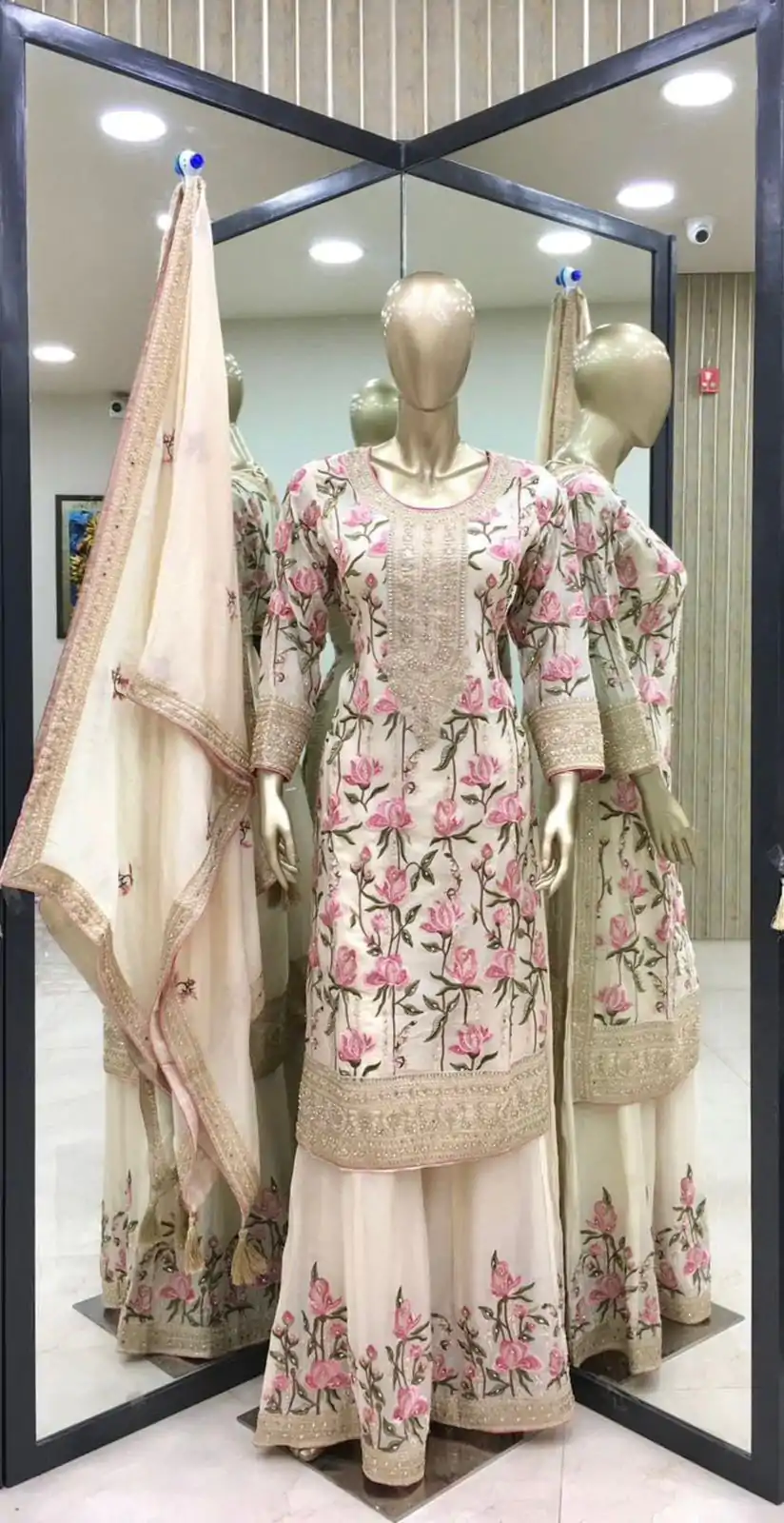 SR 1615 White Color Georgette Embroidery Coding Sharara Suit Wedding, Party, Festive, Events Etc. Expected Delivery 4-6 Working Days @2399Only | Casual Suits, Creative suits, Designer Suits, Palazzo Suits, Party Wear Suits, Salwar suit, Straight Suits