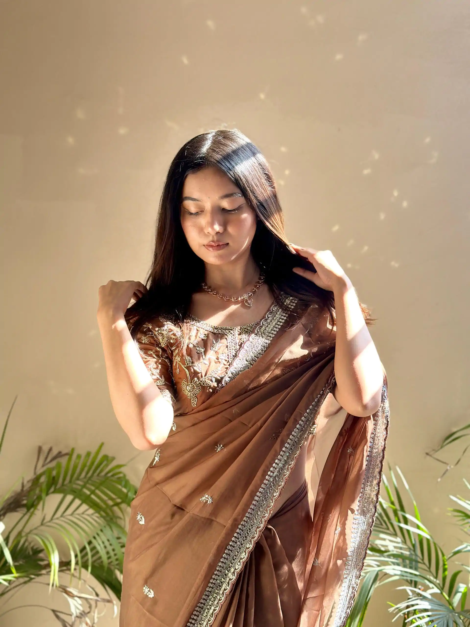 AC MAGIC CIRCLE Brown Color Pure Soft Organza Embroidery Zari Saree Casual, Wedding, Festive, Events Expected Delivery 4-6 Working Days @2099/- | Bollywood Sarees, Creative Sarees, Designer Sarees, Embroidered Sarees, Ethnic Saree, Modern Digital sarees, Party Wear Sarees, Sarees