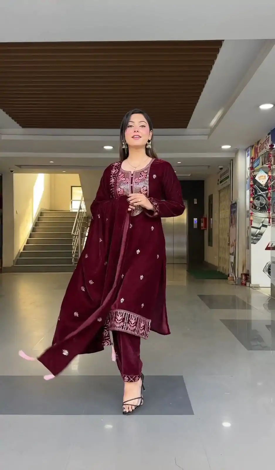 ZF 343 Maroon Color Viscose Velvet Embroidery Salwar Suit Casual, Wedding, Party, Events Etc. Expected Delivery 4-6 Working Days 1899/- | Jump Suits, Casual Suits, Creative suits, Designer Suits, Palazzo Suits, Party Wear Suits, Patiala Suits, Salwar suit, Straight Suits