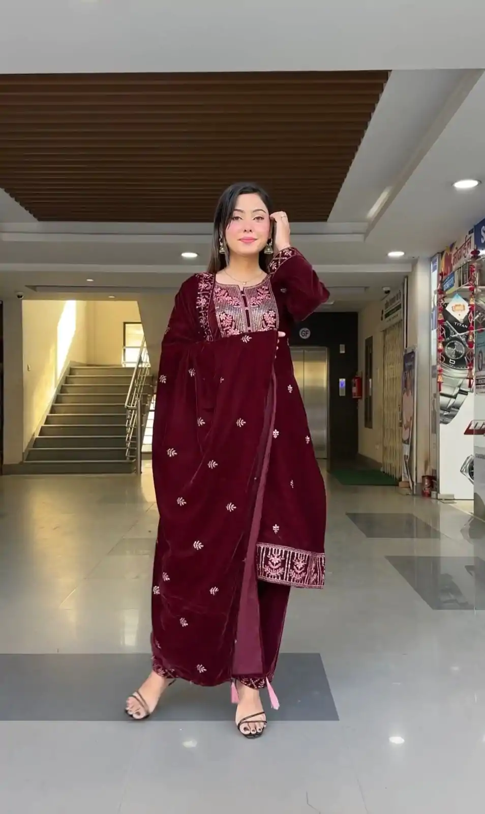 ZF 343 Maroon Color Viscose Velvet Embroidery Salwar Suit Casual, Wedding, Party, Events Etc. Expected Delivery 4-6 Working Days 1899/- | Jump Suits, Casual Suits, Creative suits, Designer Suits, Palazzo Suits, Party Wear Suits, Patiala Suits, Salwar suit, Straight Suits