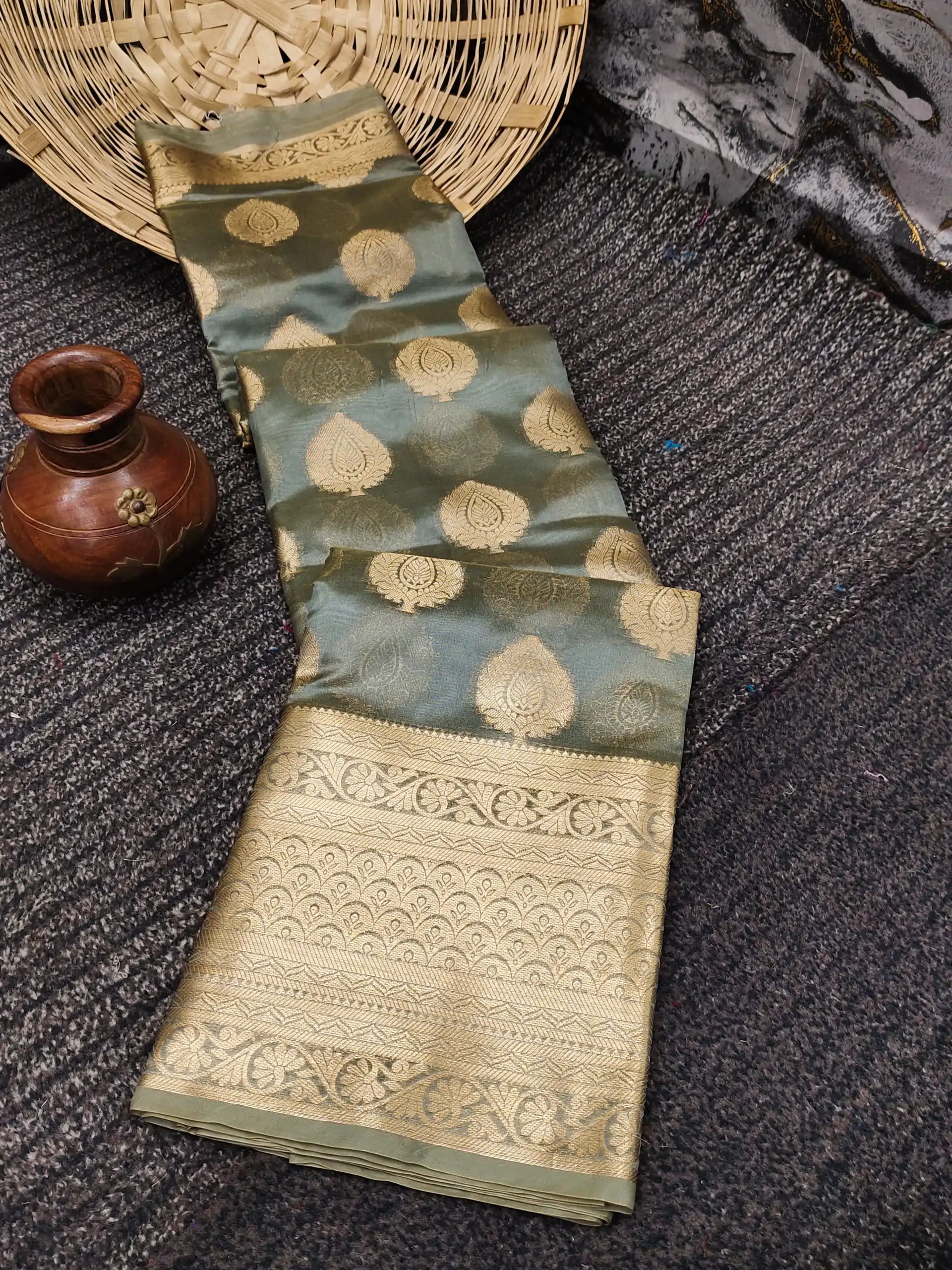 MB 3246 Olive Color Organza Silk Beautiful Gold Zari Saree Casual, Wedding, Party, Festival, Events, Etc. Expected Delivery 4-6 Working Days @1599/- | Bollywood Sarees, Creative Sarees, Designer Sarees, Embroidered Sarees, Ethnic Saree, Modern Digital sarees, Party Wear Sarees, Sarees