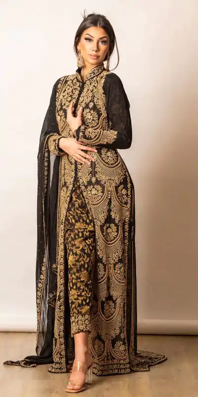 KD 1268 Black Color Georgette Thread Sequence Work Salwar Suit Casual, Party, Festive, Events Wedding Etc. Expected Delivery 4-6 Working Days @2549/- | Casual Suits, Creative suits, Designer Suits, Palazzo Suits, Party Wear Suits, Salwar suit, Straight Suits