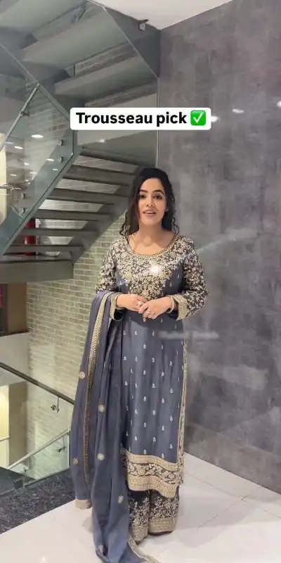 SSR 477 Cement Color Chinnon Silk Embroidery Sequence Salwar Suit Wedding, Party, Festive, Events Expected Delivery 4-6 Working Days @ 2099/- | Jump Suits, Casual Suits, Creative suits, Designer Suits, Palazzo Suits, Party Wear Suits, Patiala Suits, Salwar suit, Straight Suits