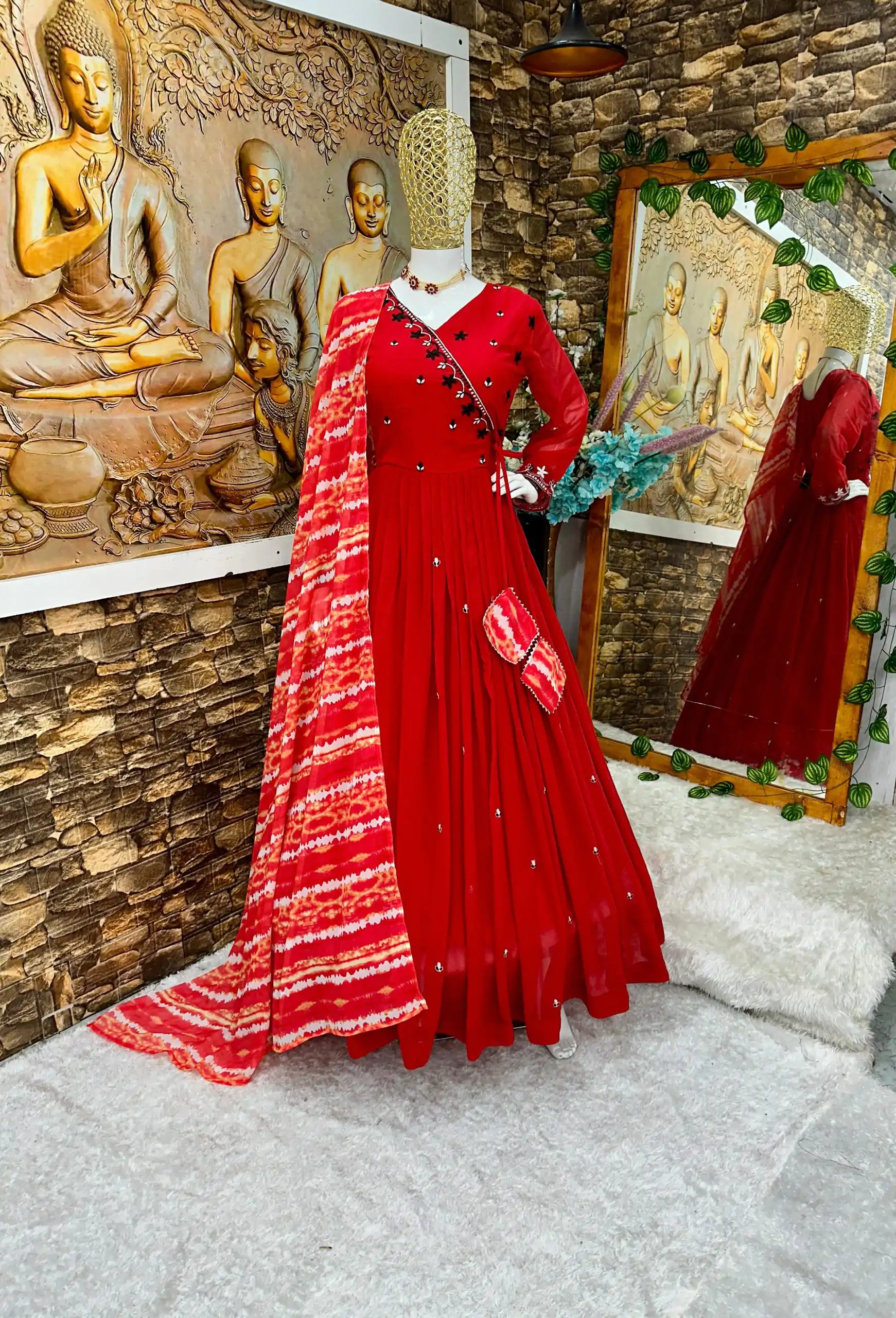 VLM 195 Red Color Georgette Embroidery Sequence Gown Casual, Wedding, Party, Festive, Events Etc. Expected Delivery 4-6 Working Days @1999/-  | Bollywood Gowns, Creative Gowns, Designer Gowns, Gowns, Party Wear Gowns