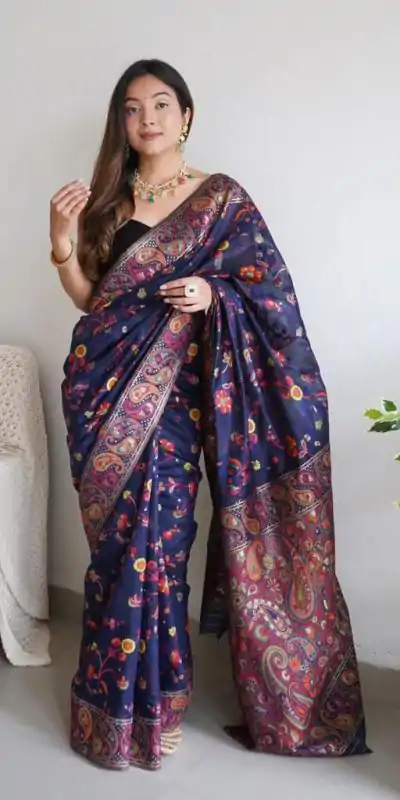 DDF 504 Blue Color Kashmiri Running Thread Zari Work Saree Casual, Party Wear, Events, Festivals Etc. Expected Delivery 4-6 Working Days 2499/- | Bollywood Sarees, Creative Sarees, Designer Sarees, Embroidered Sarees, Ethnic Saree, Modern Digital sarees, Party Wear Sarees, Sarees