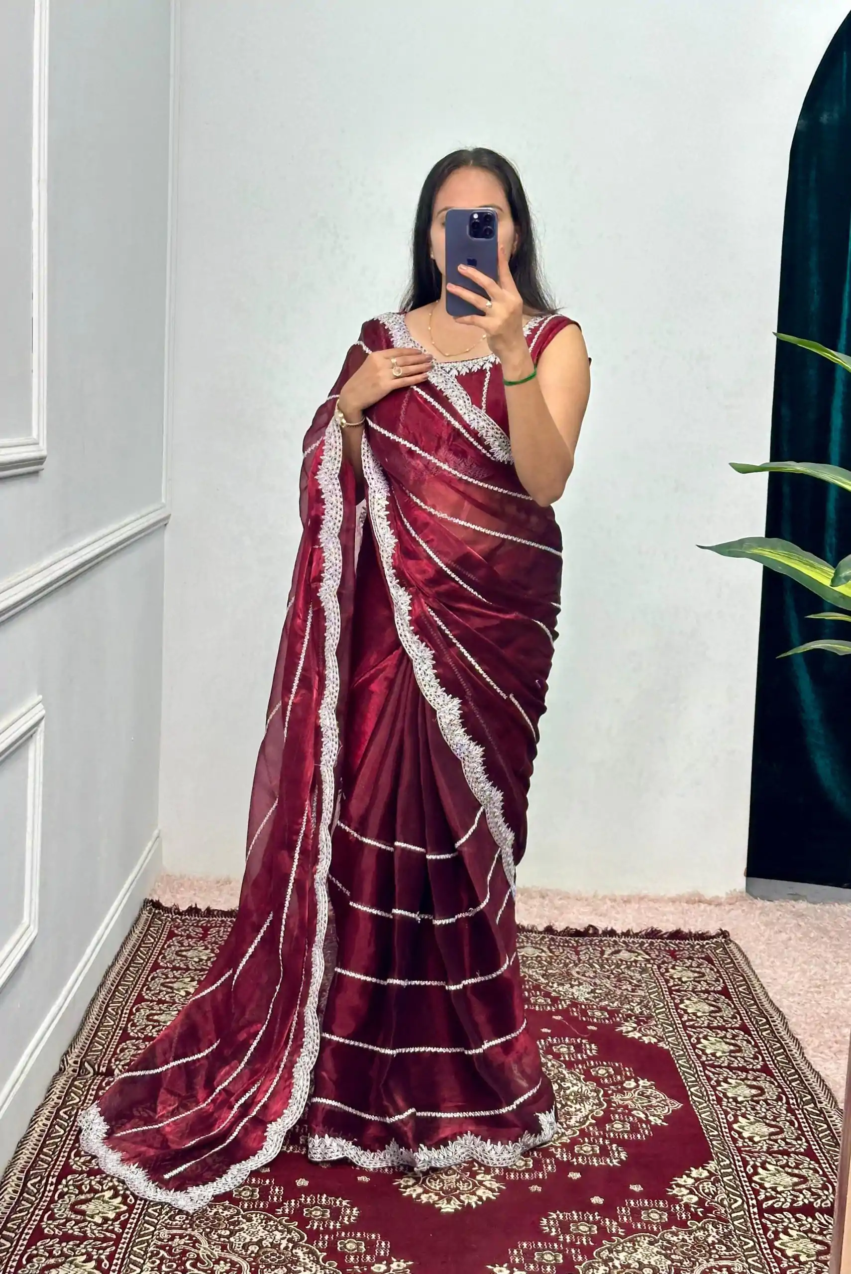 ST 476 Maroon Color Burbary Blooming Embroidery Zari Saree Casual, Wedding, Party, Festive, Events Etc. Expected Delivery 4-6 Working Days @1899/- | Bollywood Sarees, Creative Sarees, Designer Sarees, Embroidered Sarees, Ethnic Saree, Party Wear Sarees, Sarees