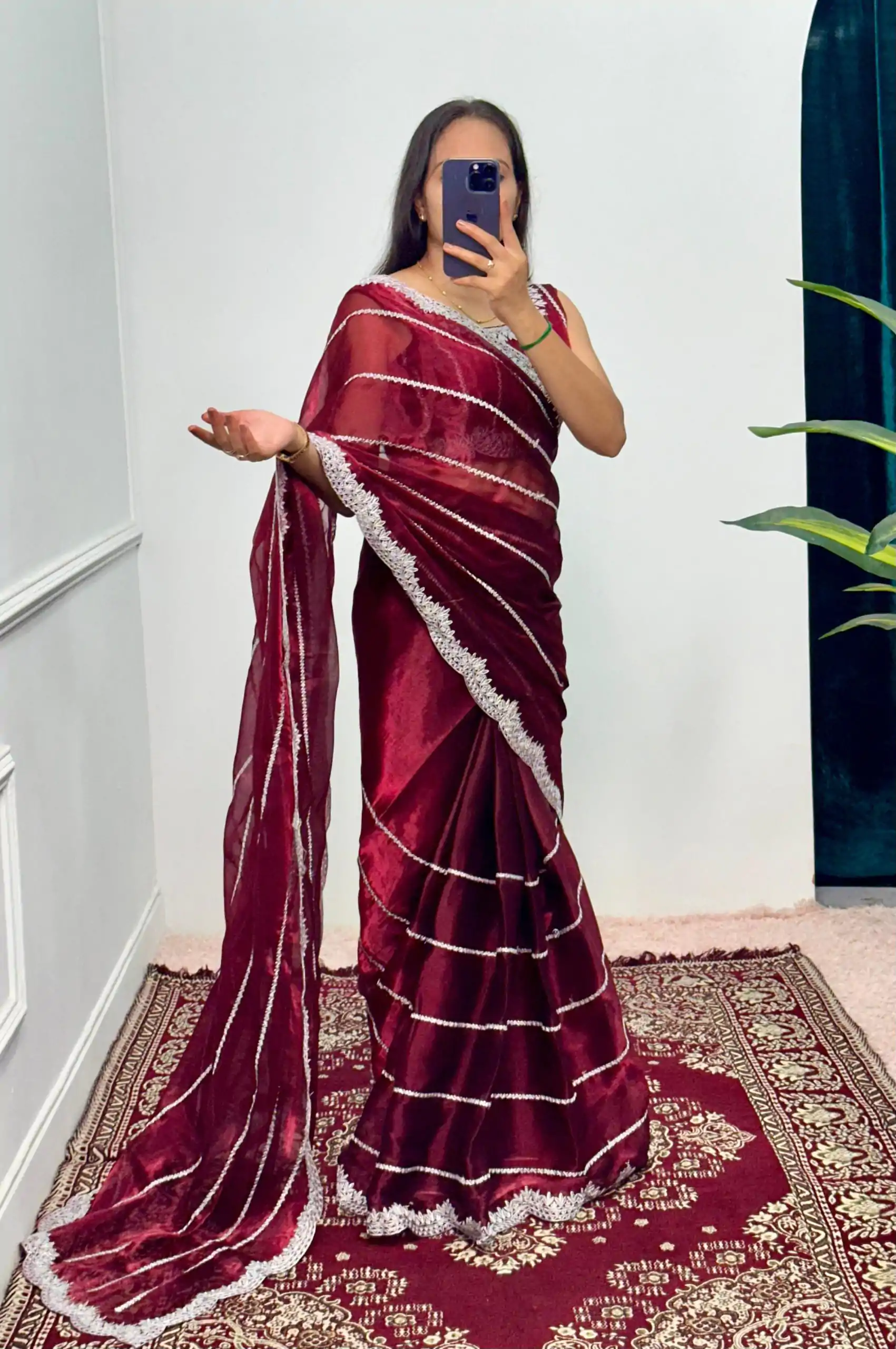 ST 476 Maroon Color Burbary Blooming Embroidery Zari Saree Casual, Wedding, Party, Festive, Events Etc. Expected Delivery 4-6 Working Days @1899/- | Bollywood Sarees, Creative Sarees, Designer Sarees, Embroidered Sarees, Ethnic Saree, Party Wear Sarees, Sarees