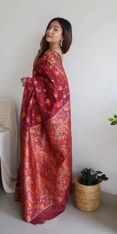 DDF 504 Maroon Color Kashmiri Running Thread Zari Work Saree Casual, Party Wear, Events, Festivals Etc. Expected Delivery 4-6 Working Days 2499/- | Bollywood Sarees, Creative Sarees, Designer Sarees, Embroidered Sarees, Ethnic Saree, Modern Digital sarees, Party Wear Sarees, Sarees
