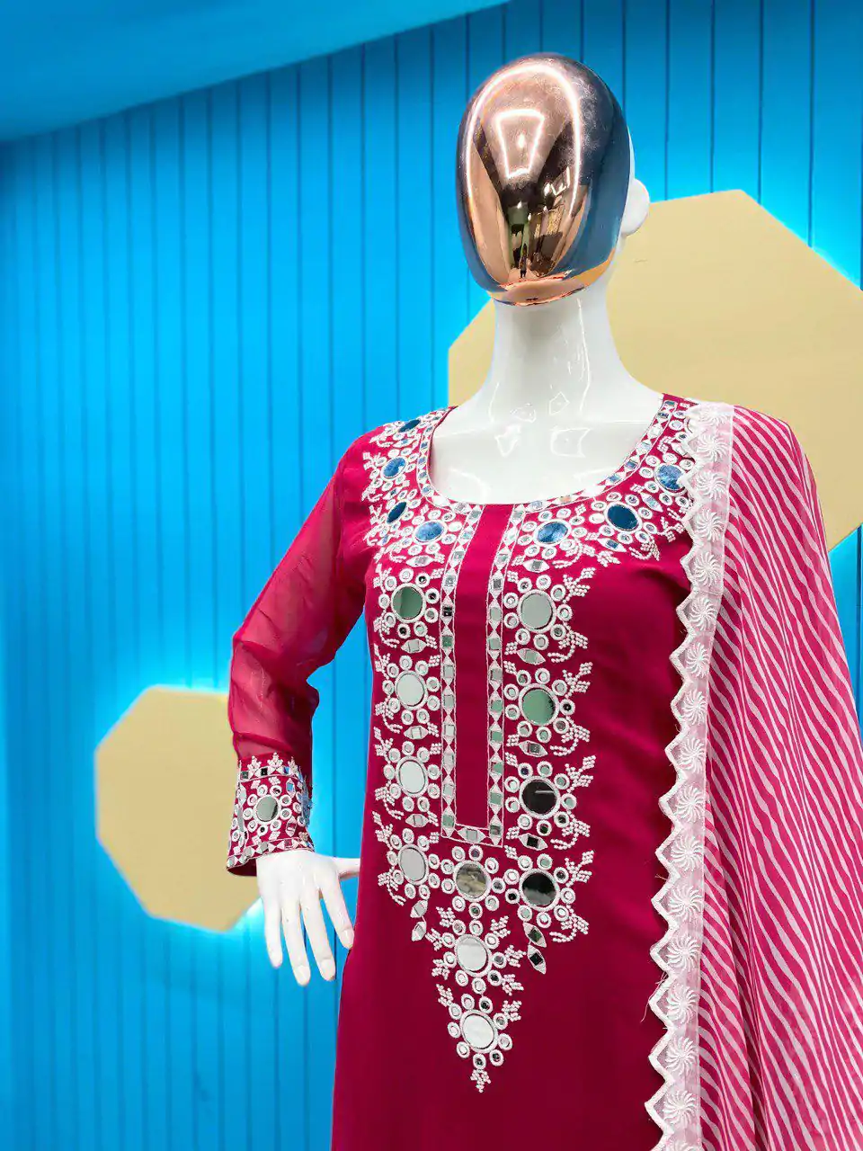 LG 1763 Pink color Georgette Embroidery Mirror Work Salwar Suit Casual, Wedding, Party, Festive, Events . Expected Delivery  4-6 Working Days @1899/- | Casual Suits, Creative suits, Designer Suits, Palazzo Suits, Party Wear Suits, Patiala Suits, Salwar suit, Straight Suits