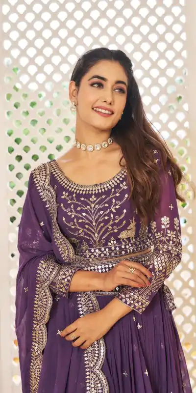Ram 020 Purple Color Georgette Sequence Embroidery Lehenga Choli Casual, Wedding, Festive, Events Expected Delivery 4-6 Working Days @3049/- | Creative Lehenga, Designer Lehenga, Embroidered Lehenga, Lehenga, Party Wear Lehenga