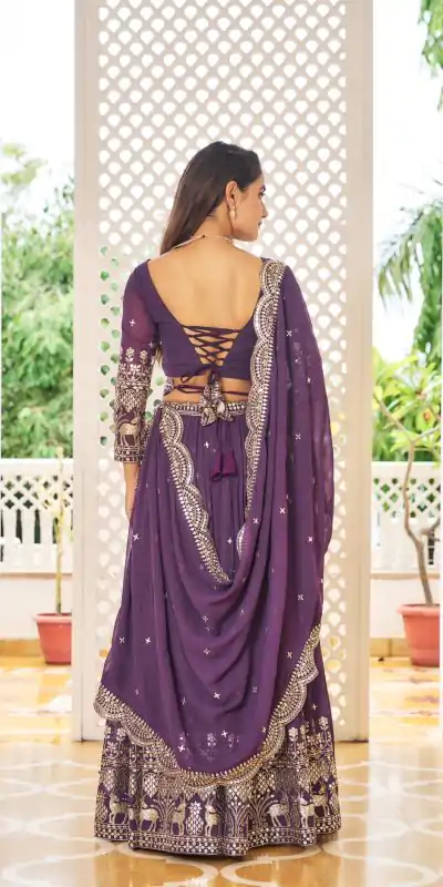 Ram 020 Purple Color Georgette Sequence Embroidery Lehenga Choli Casual, Wedding, Festive, Events Expected Delivery 4-6 Working Days @3049/- | Creative Lehenga, Designer Lehenga, Embroidered Lehenga, Lehenga, Party Wear Lehenga