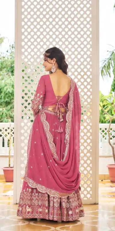 Ram 020 Raspberry Color Georgette Sequence Embroidery Lehenga Choli Casual, Wedding, Festive, Events Expected Delivery 4-6 Working Days @3049/- | Creative Lehenga, Designer Lehenga, Embroidered Lehenga, Lehenga, Party Wear Lehenga