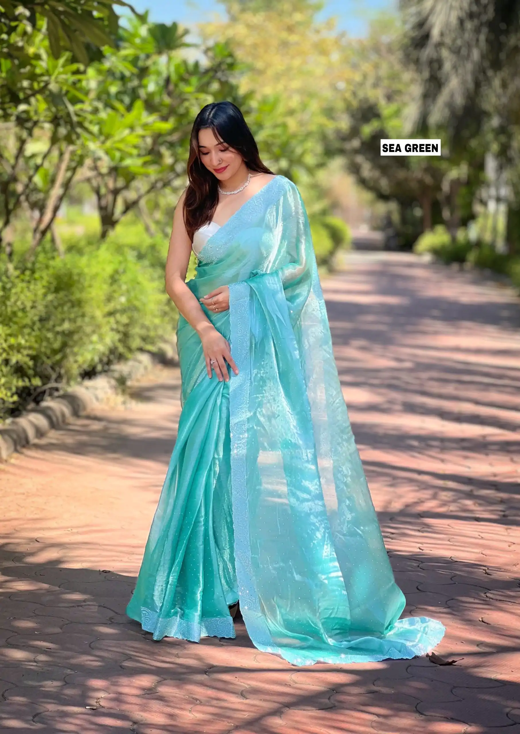 DF Burberry Sea Green Color Burberry Silk Diamond Sequins Saree Casual, Party Wear, Wedding, Events Etc Delivery Expected.4-6 Working Days 1899/- | Bollywood Sarees, Creative Sarees, Designer Sarees, Embroidered Sarees, Ethnic Saree, Party Wear Sarees, Sarees