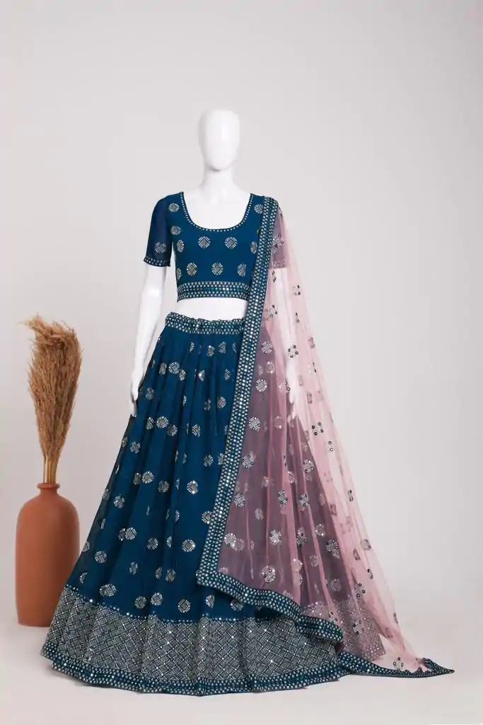 RC 261 Blue Color Heavy Georgette Embroidery Sequins Lehenga Choli Casual, Party Wedding, Festive, Events Etc. Delivery  4-6 Working Days 3099/- | Creative Lehenga, Designer Lehenga, Embroidered Lehenga, Lehenga, Party Wear Lehenga