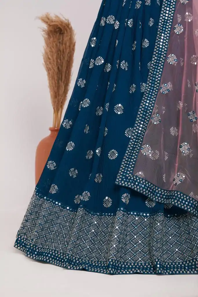 RC 261 Blue Color Heavy Georgette Embroidery Sequins Lehenga Choli Casual, Party Wedding, Festive, Events Etc. Delivery  4-6 Working Days 3099/- | Creative Lehenga, Designer Lehenga, Embroidered Lehenga, Lehenga, Party Wear Lehenga