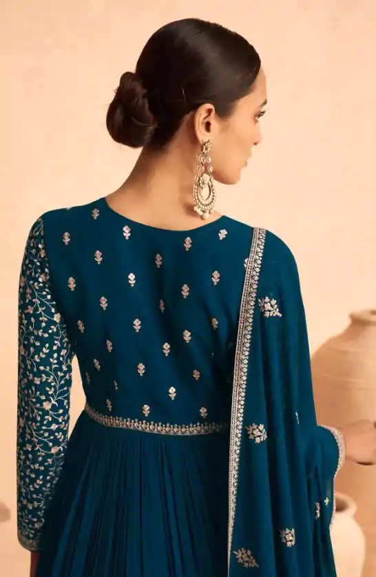 FC ASHIRWAD 9486 Blue Color Faux Georgette Embroidery Anarkali Suit Wedding, Party, Festive Expected Delivery 4-6 Working Days @2499/- | Jump Suits, Casual Suits, Creative suits, Designer Suits, Palazzo Suits, Party Wear Suits, Patiala Suits, Salwar suit, Straight Suits