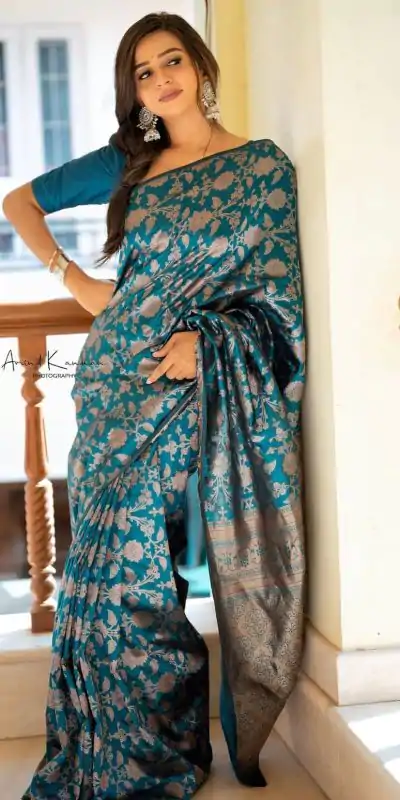 DDF RIYA Blue Color Soft Lichi Silk Ordinary Design Rich Pallu Saree Casual, Party Wear, Events, Festivals Expected Delivery 4-6 Working @1499 | Bollywood Sarees, Creative Sarees, Designer Sarees, Embroidered Sarees, Ethnic Saree, Party Wear Sarees, Sarees