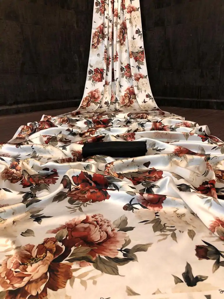 Veechis FLORAL Cream Color Heavy Devsena Soft Silk Beautiful Digital Printed Saree Casual, Party Festive, Events. Expected Delivery 4-6 Working Days @1499 | Bollywood Sarees, Creative Sarees, Designer Sarees, Embroidered Sarees, Modern Digital sarees, Party Wear Sarees, Sarees