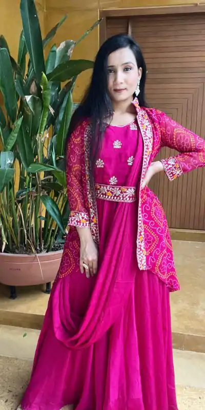 Ram 015 Rani Pink Color Chinon Embroidery Lace Work Gown Casual, Wedding, Party, Festive, Events Etc. Expected Delivery 4-6 Working Days @2049/- | Bollywood Gowns, Creative Gowns, Designer Gowns, Gowns, Party Wear Gowns