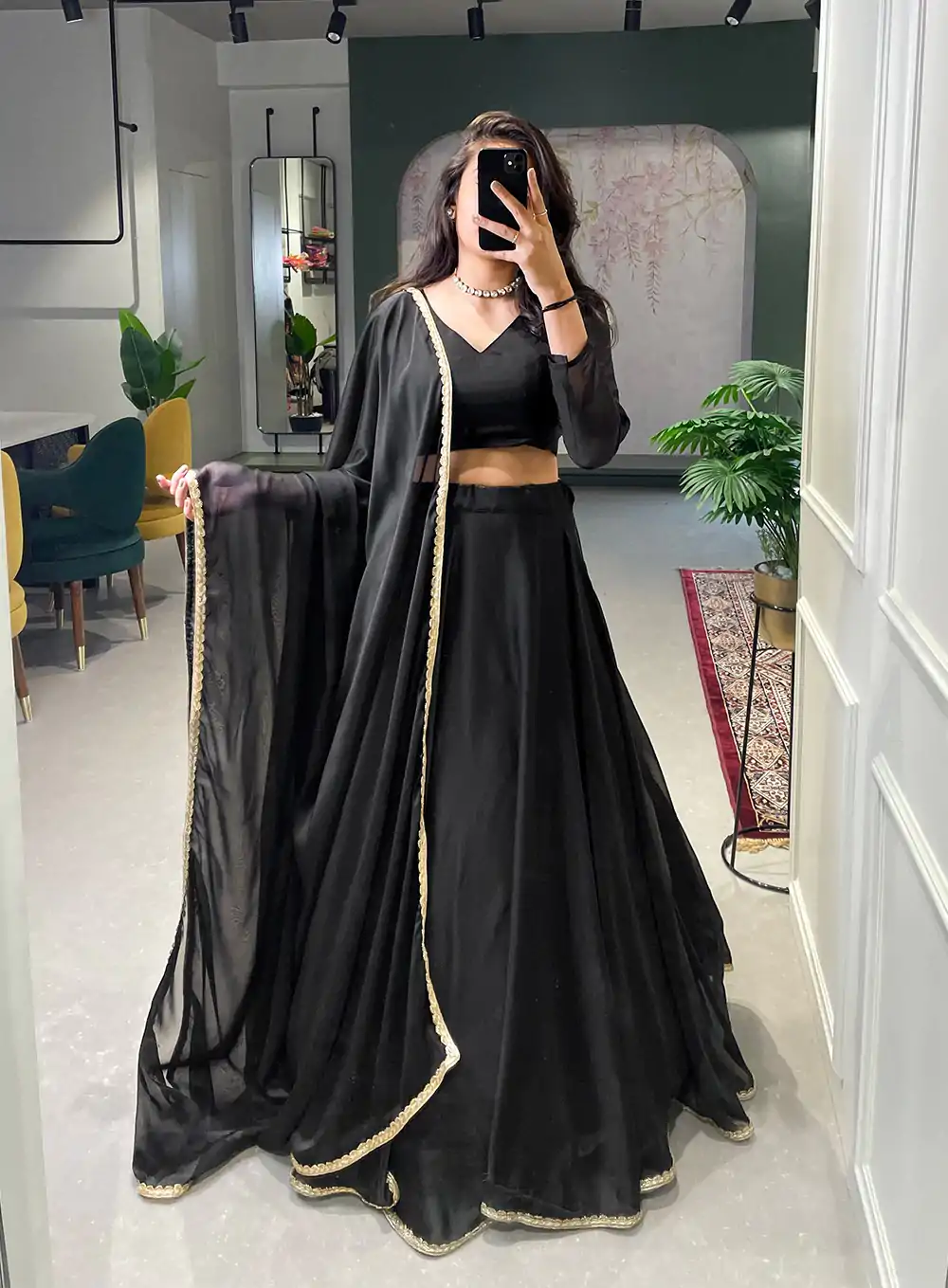 LNB 1227 Black Color Rangoli Silk Plain Lace Border  Lehenga Choli Traditional Wear, Festive, Party, Wedding, Events Expected 4-6 Working Days @1799/- | Creative Lehenga, Designer Lehenga, Embroidered Lehenga, Lehenga, Party Wear Lehenga