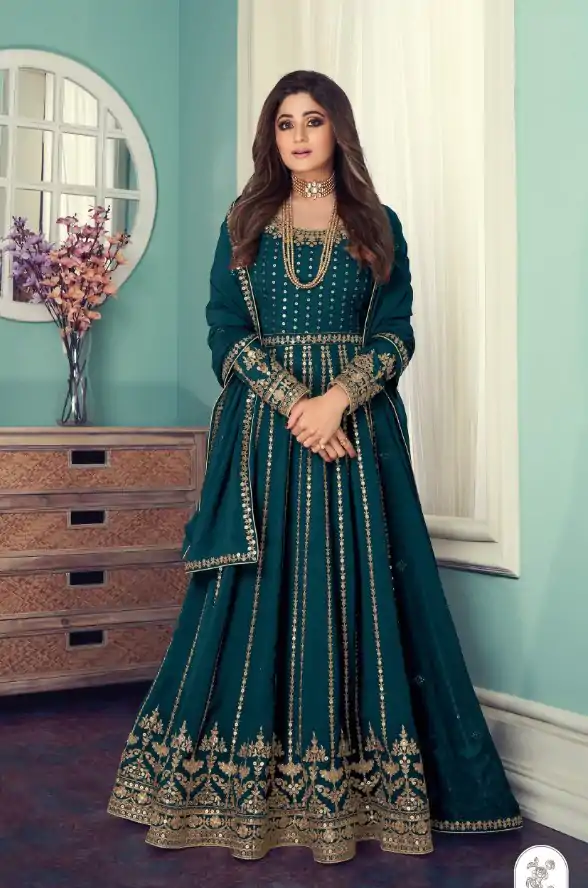 FC Shamita 8545 Blue Color Georgette Codding Embroidery Anarkali Suit Wedding, Party, Festive Expected Delivery 4-6 Working Days @2499/- | Jump Suits, Casual Suits, Creative suits, Designer Suits, Palazzo Suits, Party Wear Suits, Patiala Suits, Salwar suit, Straight Suits