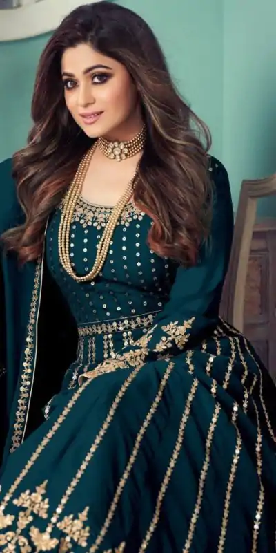 FC Shamita 8545 Blue Color Georgette Codding Embroidery Anarkali Suit Wedding, Party, Festive Expected Delivery 4-6 Working Days @2499/- | Jump Suits, Casual Suits, Creative suits, Designer Suits, Palazzo Suits, Party Wear Suits, Patiala Suits, Salwar suit, Straight Suits