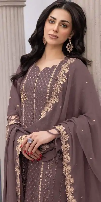 FC MARIA-A 1038 Brown Color Sequence Georgette Embroidery Salwar Suit Wedding, Party, Festive events, Expected Delivery 4-6 Working Days @2099 | Casual Suits, Creative suits, Designer Suits, Palazzo Suits, Party Wear Suits, Patiala Suits, Salwar suit, Straight Suits