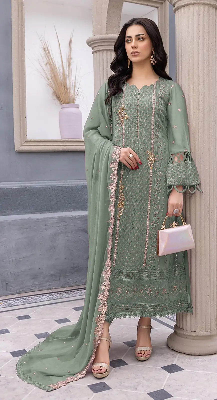 FC MARIA-A 1038 Green Color Sequence Georgette Embroidery Salwar Suit Wedding, Party, Festive events, Expected Delivery 4-6 Working Days @2099 | Casual Suits, Creative suits, Designer Suits, Palazzo Suits, Party Wear Suits, Patiala Suits, Salwar suit, Straight Suits