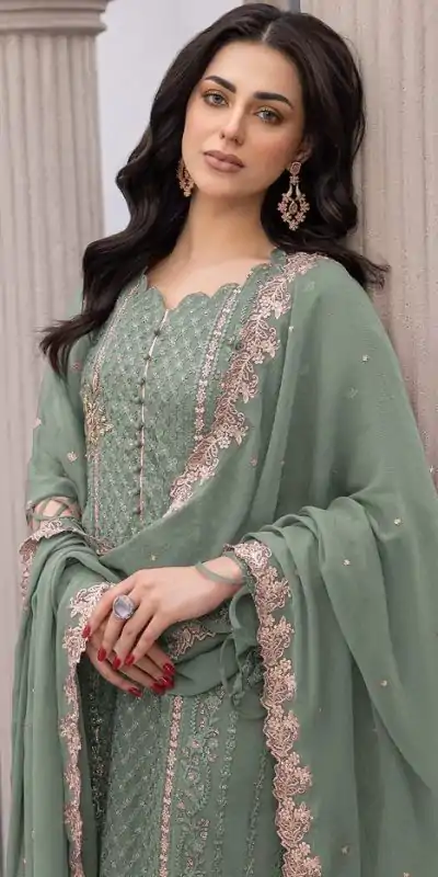 FC MARIA-A 1038 Green Color Sequence Georgette Embroidery Salwar Suit Wedding, Party, Festive events, Expected Delivery 4-6 Working Days @2099 | Casual Suits, Creative suits, Designer Suits, Palazzo Suits, Party Wear Suits, Patiala Suits, Salwar suit, Straight Suits