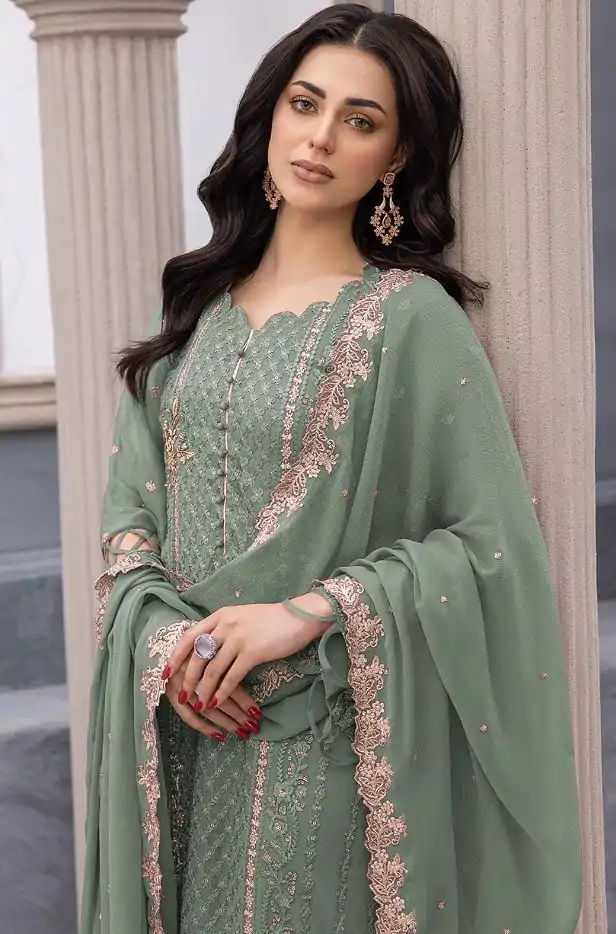 FC MARIA-A 1038 Green Color Sequence Georgette Embroidery Salwar Suit Wedding, Party, Festive events, Expected Delivery 4-6 Working Days @2099 | Casual Suits, Creative suits, Designer Suits, Palazzo Suits, Party Wear Suits, Patiala Suits, Salwar suit, Straight Suits