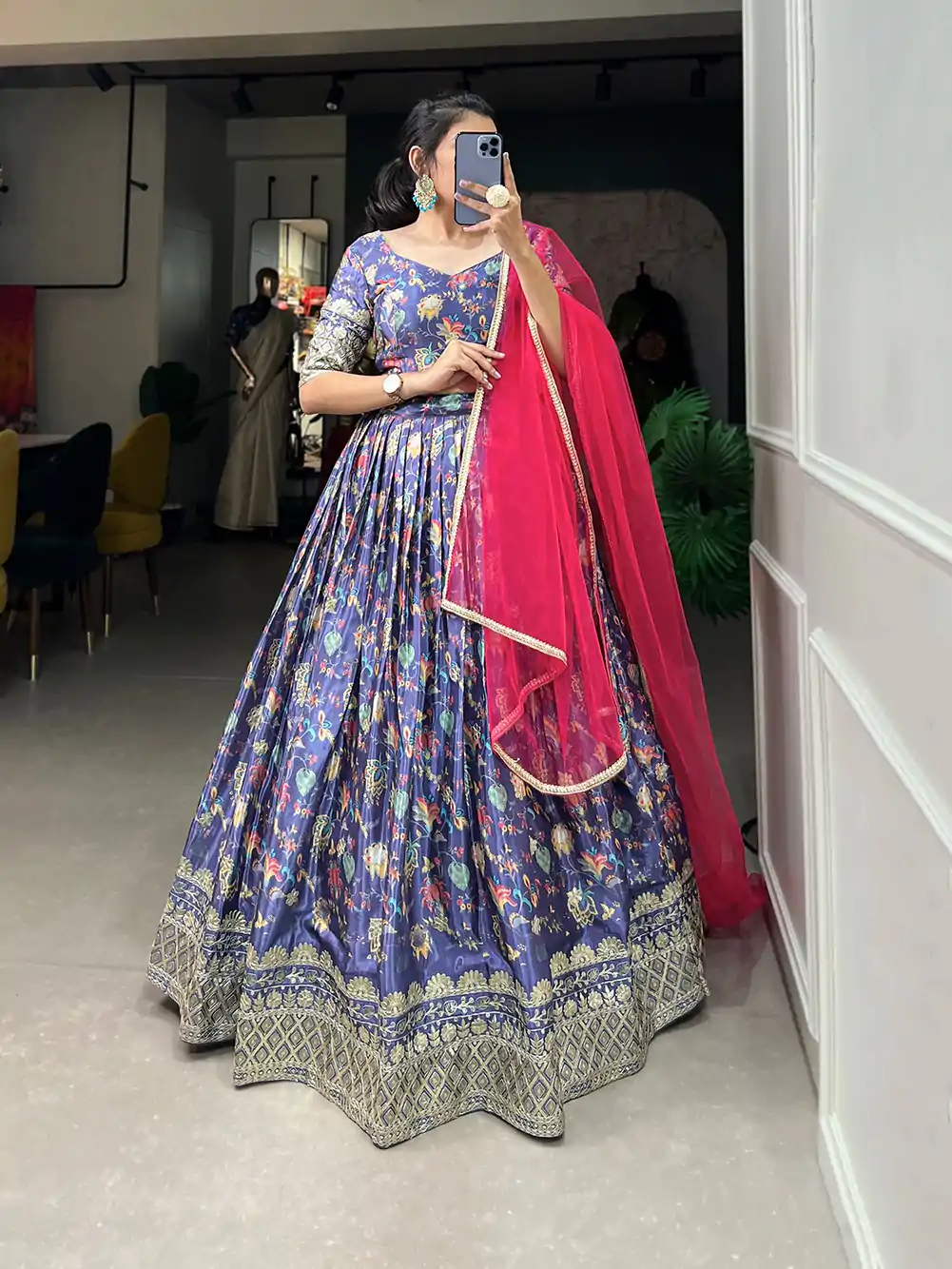 LNB 1014 Lavender Color Chinon Digital Printed Embroidery Lehenga Choli Festive Party Wedding, Events etc. Delivery 4-6 Working Days @3249/- | Creative Lehenga, Designer Lehenga, Embroidered Lehenga, Lehenga, Party Wear Lehenga