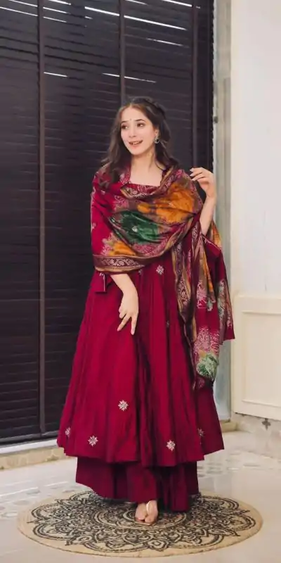 SRK 5182 Maroon Color Pure Chinnon Silk Embroidery Sequence Salwar Suit Wedding, Party, Festive, Events Expected Delivery 4-6 Working Days @ 1949/- | Jump Suits, Casual Suits, Creative suits, Designer Suits, Palazzo Suits, Party Wear Suits, Patiala Suits, Salwar suit, Straight Suits