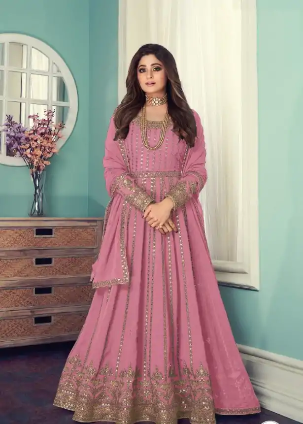 FC Shamita 8545 Pink Color Georgette Codding Embroidery Anarkali Suit Wedding, Party, Festive Expected Delivery 4-6 Working Days  @2499/- | Jump Suits, Casual Suits, Creative suits, Designer Suits, Palazzo Suits, Party Wear Suits, Patiala Suits, Salwar suit, Straight Suits