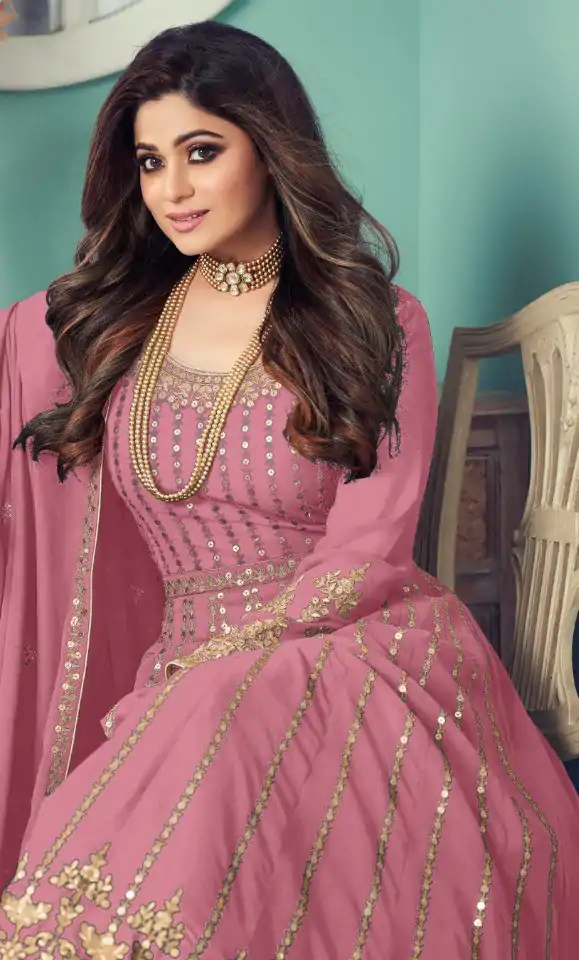 FC Shamita 8545 Pink Color Georgette Codding Embroidery Anarkali Suit Wedding, Party, Festive Expected Delivery 4-6 Working Days  @2499/- | Jump Suits, Casual Suits, Creative suits, Designer Suits, Palazzo Suits, Party Wear Suits, Patiala Suits, Salwar suit, Straight Suits