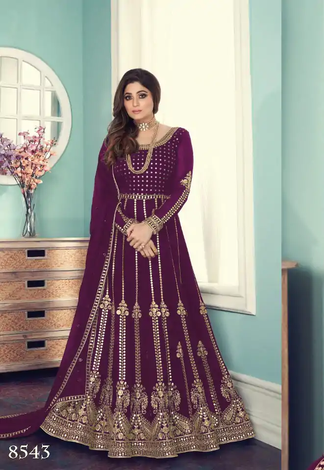 FC Shamita 8545 Purple Color Georgette Codding Embroidery Anarkali Suit Wedding, Party, Festive Expected Delivery 4-6 Working Days  @2499/- | Jump Suits, Casual Suits, Creative suits, Designer Suits, Palazzo Suits, Party Wear Suits, Patiala Suits, Salwar suit, Straight Suits