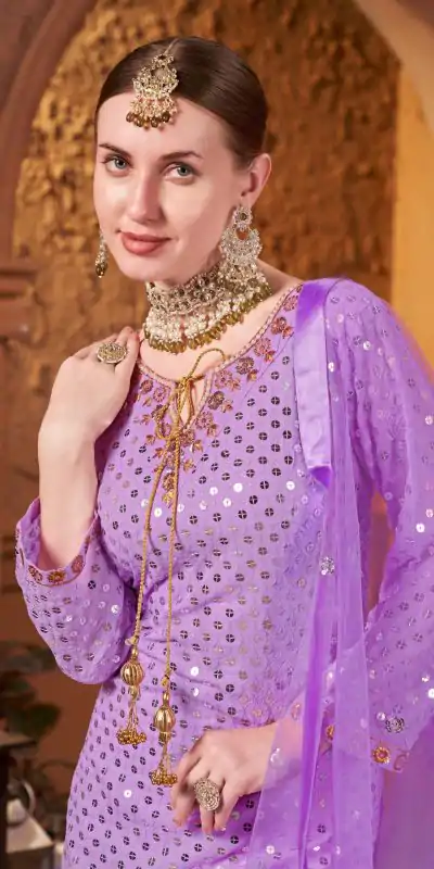VLM 205 Violet Color Georgette Embroidery Sequence Salwar Suit Wedding, Party, Festive, Events Expected Delivery 4-6 Working Days @ 1999/- Only | Casual Suits, Creative suits, Designer Suits, Party Wear Suits, Salwar suit, Straight Suits