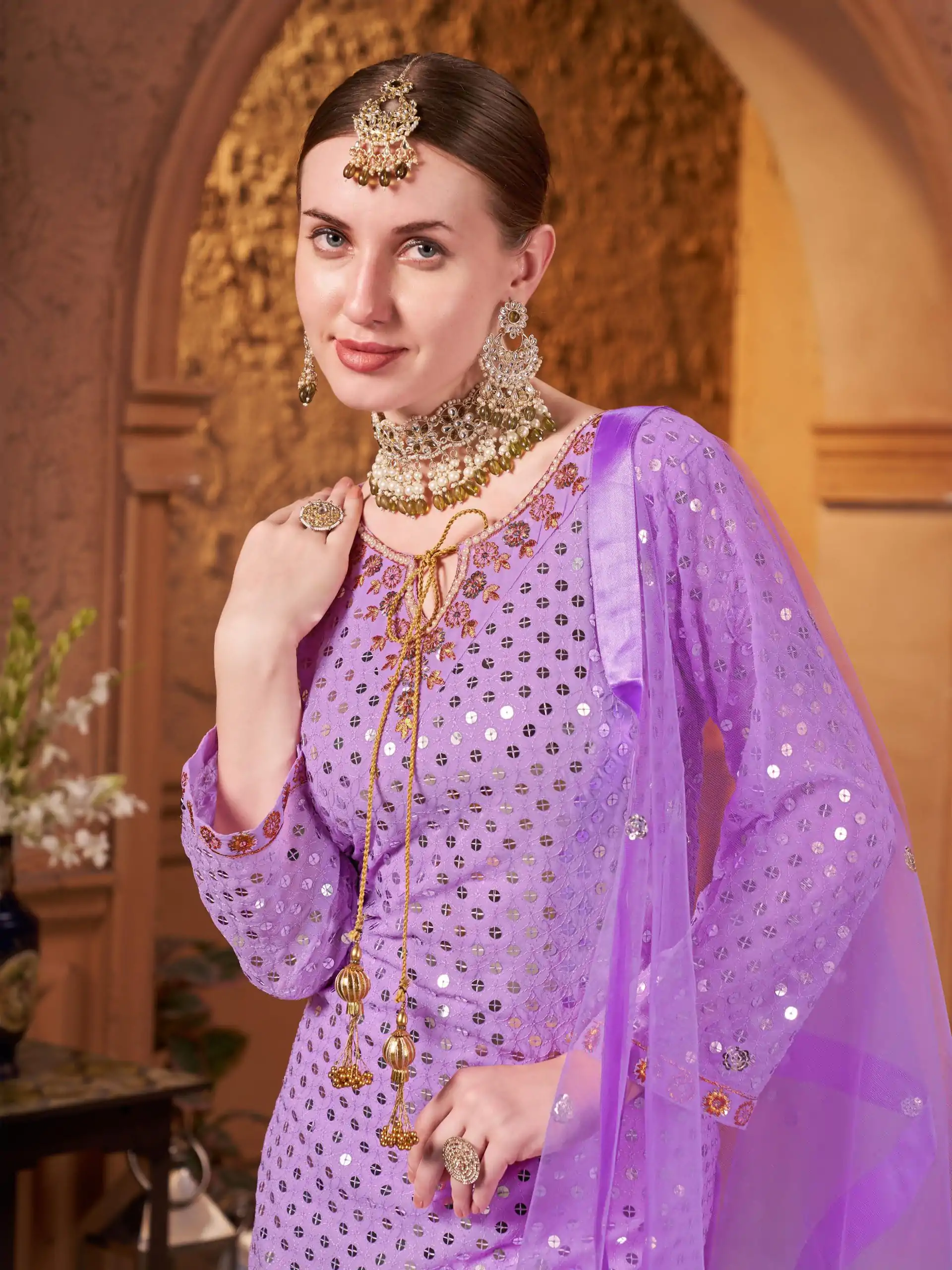 VLM 205 Violet Color Georgette Embroidery Sequence Salwar Suit Wedding, Party, Festive, Events Expected Delivery 4-6 Working Days @ 1999/- Only | Casual Suits, Creative suits, Designer Suits, Party Wear Suits, Salwar suit, Straight Suits