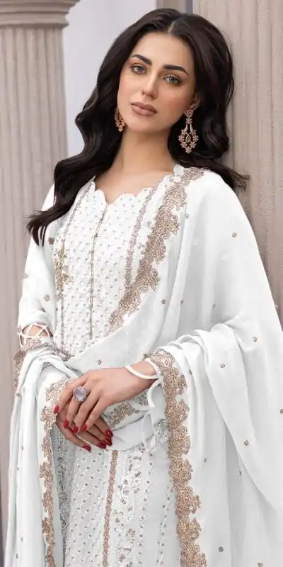 FC MARIA-A 1038 White Color Sequence Georgette Embroidery Salwar Suit Wedding, Party, Festive events, Expected Delivery 4-6 Working Days @2099 | Casual Suits, Creative suits, Designer Suits, Palazzo Suits, Party Wear Suits, Patiala Suits, Salwar suit, Straight Suits